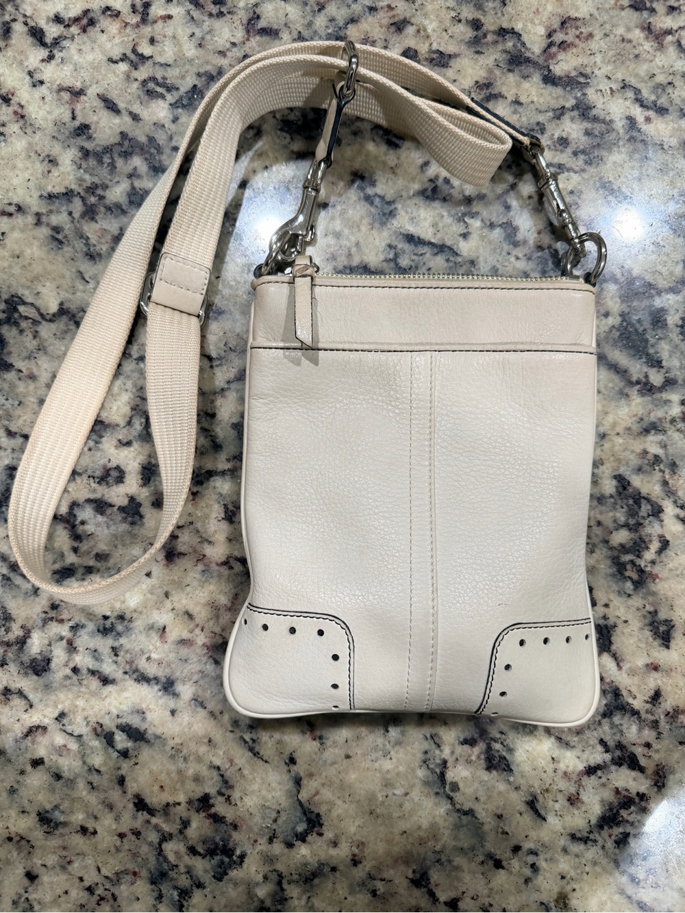 Coach Cream Leather Crossbody with Canvas Strap